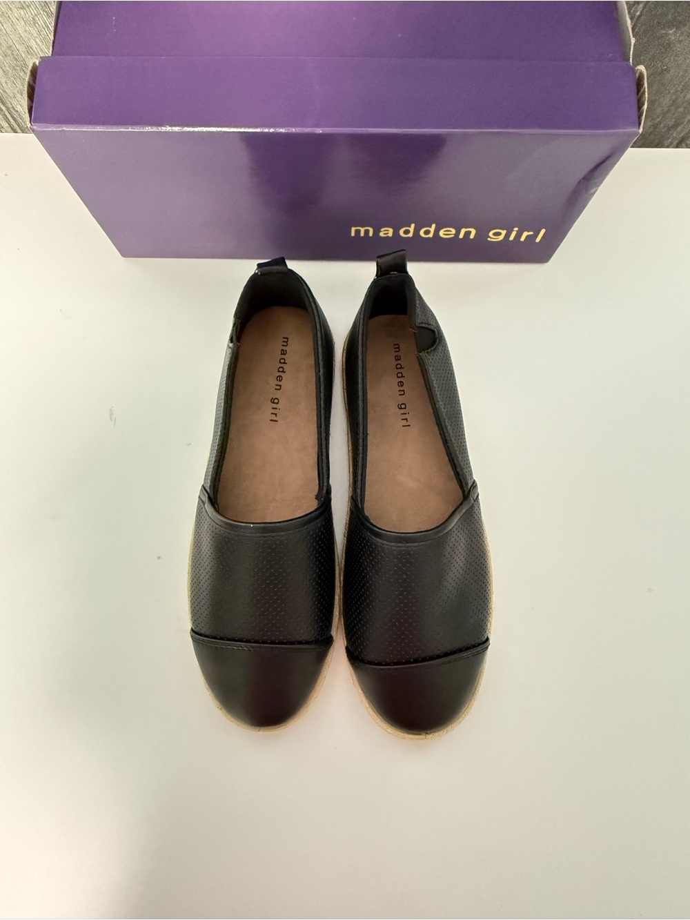 Madden Girl Black Perforated Slip-On Flats